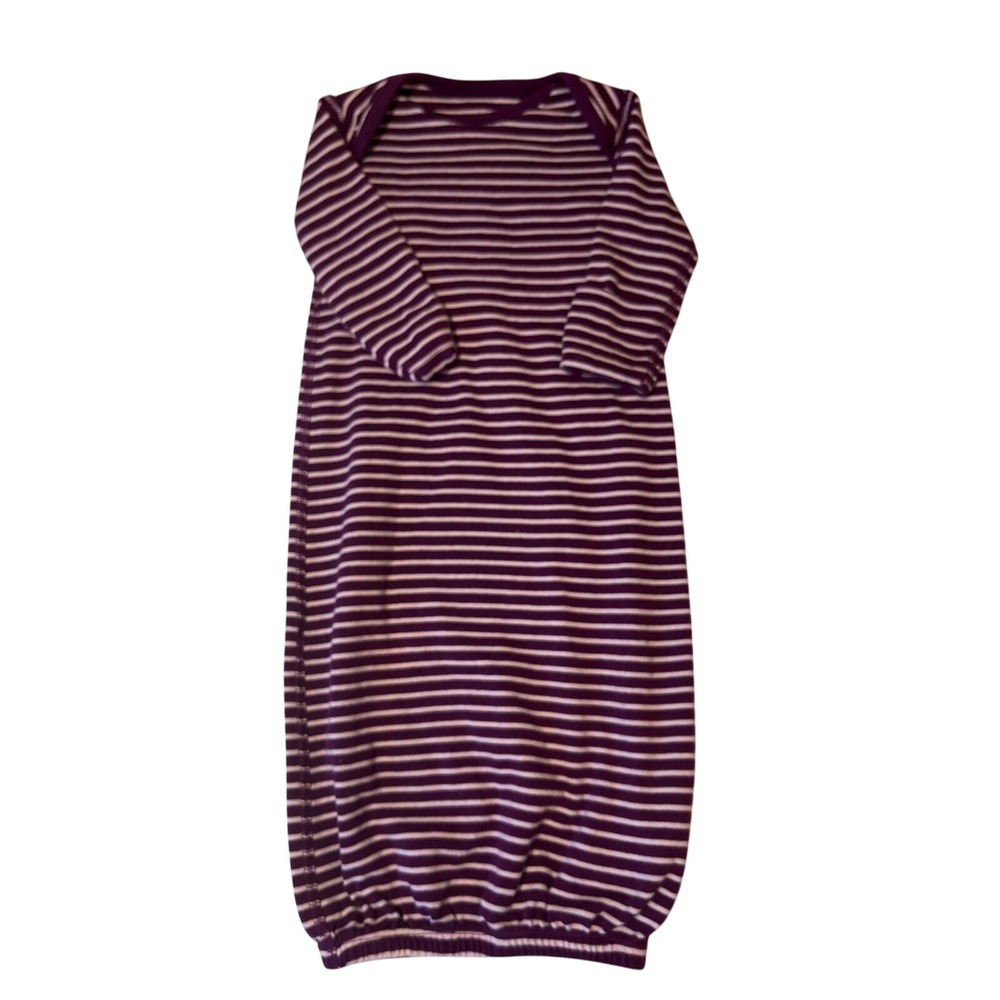 Moon and Back by‎ Hanna Andersson Baby Gown 0–3M Purple Stripe Organic Cotton
